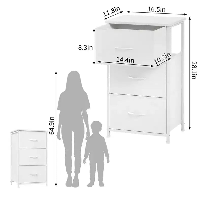 Commode à 3 tiroirs avec bacs en tissu amovibles, organisateur de rangement multifonctionnel pour chambre à coucher, salon, placard