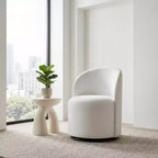 FurnitureR Beige Velvet Swivel Dining Chair, 360 Rotating Upholstered Accent Chair with Curved Back, Modern Armless Kitchen or Vanity Chair
