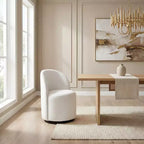 Chaise de salle à manger pivotante en velours beige, chaise d'appoint rembourrée pivotant à 360° avec dossier incurvé, chaise de cuisine ou de coiffeuse moderne sans accoudoirs