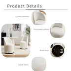 Chaise de salle à manger pivotante en velours beige, chaise d'appoint rembourrée pivotant à 360° avec dossier incurvé, chaise de cuisine ou de coiffeuse moderne sans accoudoirs