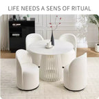 Chaise de salle à manger pivotante en velours beige, chaise d'appoint rembourrée pivotant à 360° avec dossier incurvé, chaise de cuisine ou de coiffeuse moderne sans accoudoirs