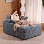 Grande chaise longue avec pouf de rangement, canapé-lit en velours côtelé, canapé nuage 3 oreillers pour salon, chambre à coucher