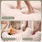 Grande chaise longue avec pouf de rangement, canapé-lit en velours côtelé, canapé nuage 3 oreillers pour salon, chambre à coucher