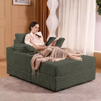 Grande chaise longue avec pouf de rangement, canapé-lit en velours côtelé, canapé nuage 3 oreillers pour salon, chambre à coucher