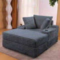 Grande chaise longue avec pouf de rangement, canapé-lit en velours côtelé, canapé nuage 3 oreillers pour salon, chambre à coucher