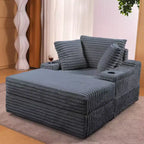 Grande chaise longue avec pouf de rangement, canapé-lit en velours côtelé, canapé nuage 3 oreillers pour salon, chambre à coucher