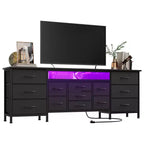 70 Inch Long Dresser & TV Stand for 65-80 Inch TVs - Modern Fabric Storage Chest with 13 Drawers, Wide Sturdy Cabinet