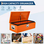 Boîte à outils de camion en acier strié avec serrure, poignée latérale et clés, étanche, organisateur durable pour pickup, camping-car, remorque, atelier