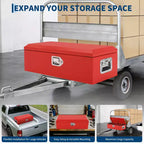 Boîte à outils de camion en acier strié avec serrure, poignée latérale et clés, étanche, organisateur durable pour pickup, camping-car, remorque, atelier