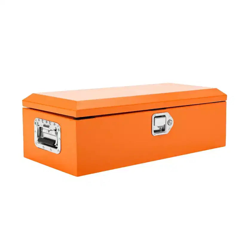 Boîte à outils de camion en acier strié avec serrure, poignée latérale et clés, étanche, organisateur durable pour pickup, camping-car, remorque, atelier