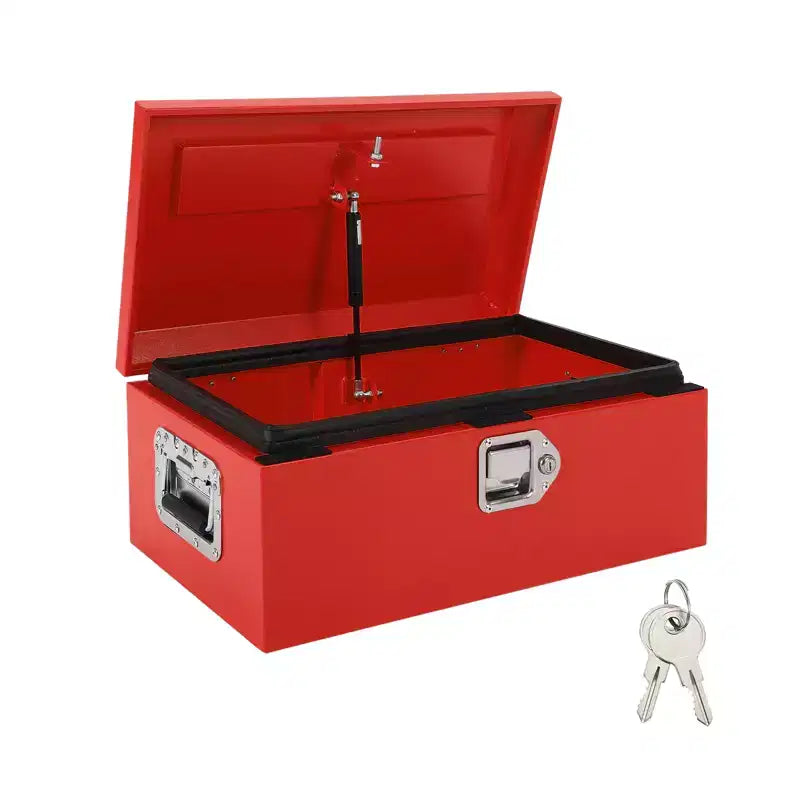 Boîte à outils de camion en acier strié avec serrure, poignée latérale et clés, étanche, organisateur durable pour pickup, camping-car, remorque, atelier