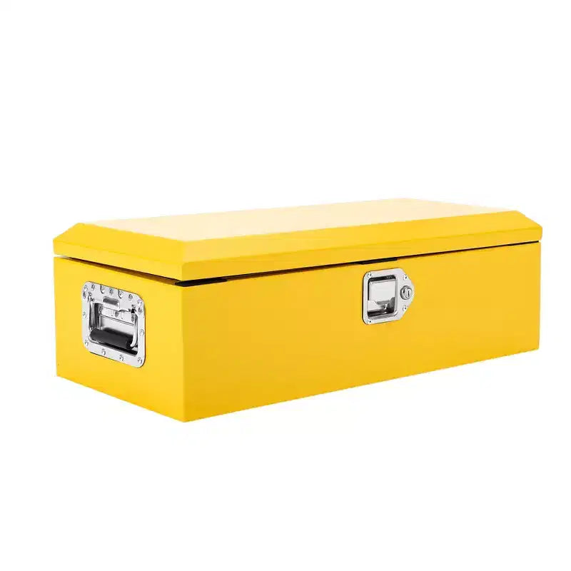 Boîte à outils de camion en acier strié avec serrure, poignée latérale et clés, étanche, organisateur durable pour pickup, camping-car, remorque, atelier