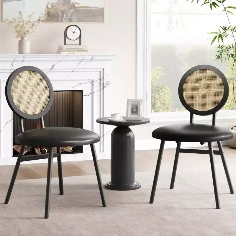 Chaises de salle à manger en rotin, chaises de cuisine rembourrées avec pieds en métal pour salle à manger