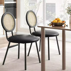 Chaises de salle à manger en rotin, chaises de cuisine rembourrées avec pieds en métal pour salle à manger