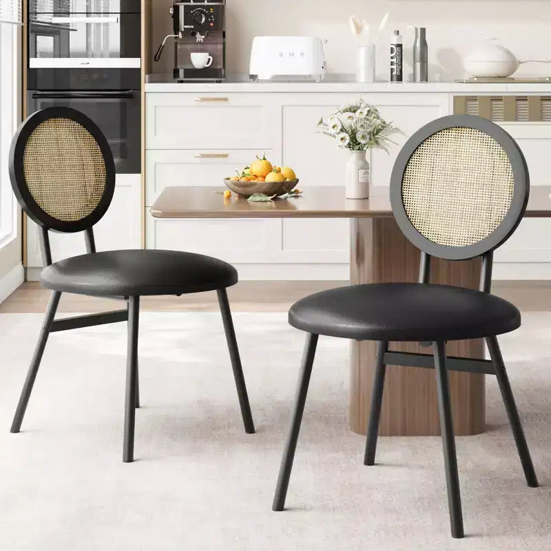 Chaises de salle à manger en rotin, chaises de cuisine rembourrées avec pieds en métal pour salle à manger