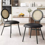Chaises de salle à manger en rotin, chaises de cuisine rembourrées avec pieds en métal pour salle à manger