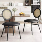 Chaises de salle à manger en rotin, chaises de cuisine rembourrées avec pieds en métal pour salle à manger