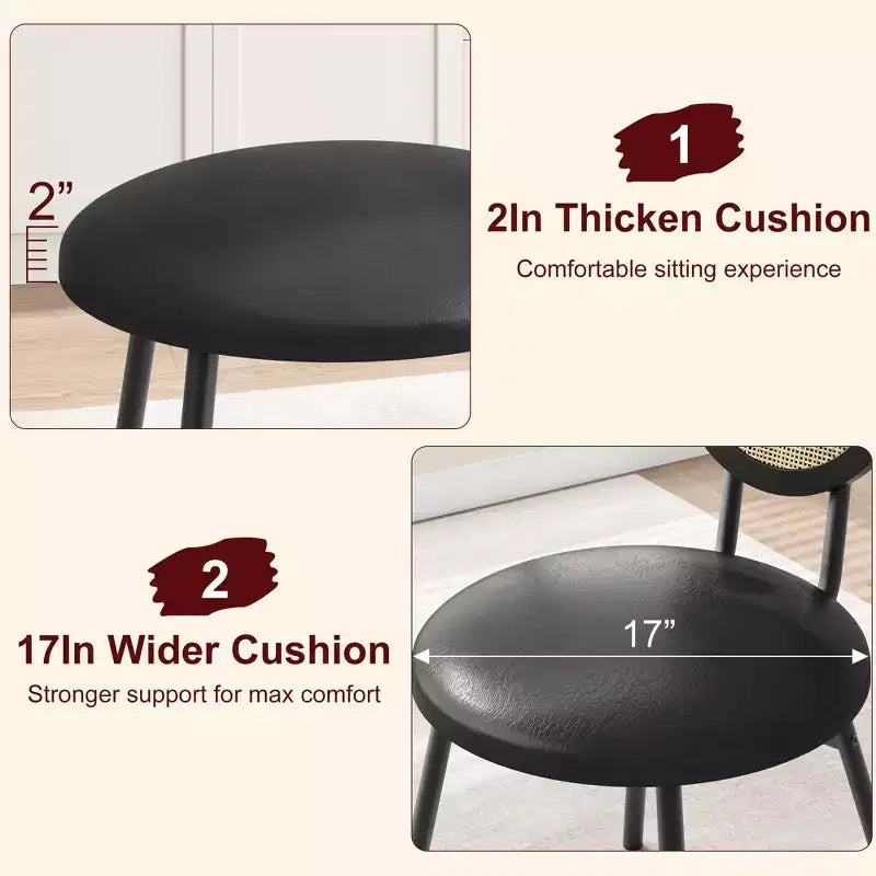 Chaises de salle à manger en rotin, chaises de cuisine rembourrées avec pieds en métal pour salle à manger