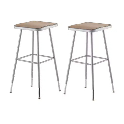 2pk 32"-39" Adjustable Heavy Duty Square Steel Barstool Gray - Hampden Furnishings