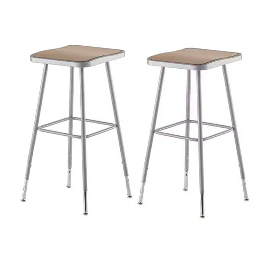 2pk 32"-39" Adjustable Heavy Duty Square Steel Barstool Gray - Hampden Furnishings