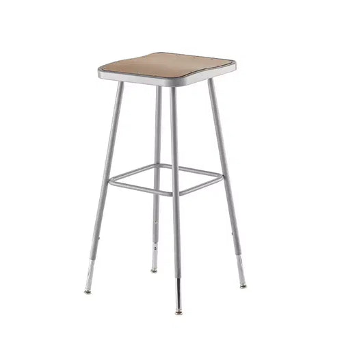 Lot de 2 tabourets de bar carrés robustes réglables en acier de 81-99 cm gris