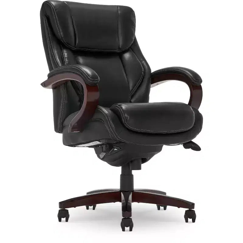 Fauteuil de bureau Bellamy noir, ergonomique, pivotant, réglable en hauteur, structure en bois
