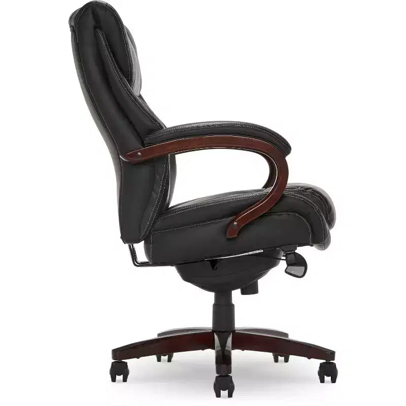 Fauteuil de bureau Bellamy noir, ergonomique, pivotant, réglable en hauteur, structure en bois