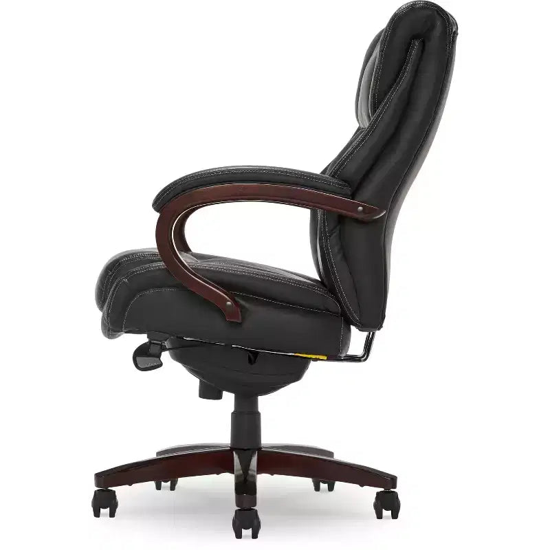 Fauteuil de bureau Bellamy noir, ergonomique, pivotant, réglable en hauteur, structure en bois