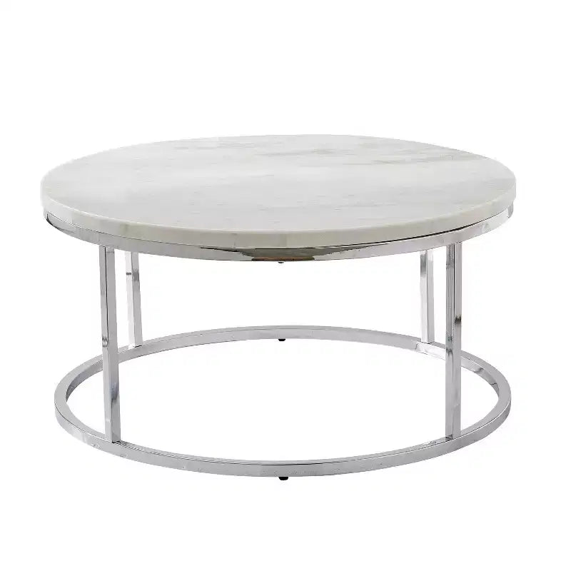 Table basse ronde Echo, base chromée, design moderne de 36 po