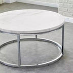 Table basse ronde Echo, base chromée, design moderne de 36 po