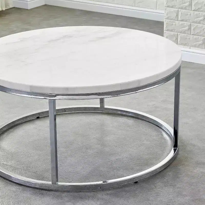 Table basse ronde Echo, base chromée, design moderne de 36 po