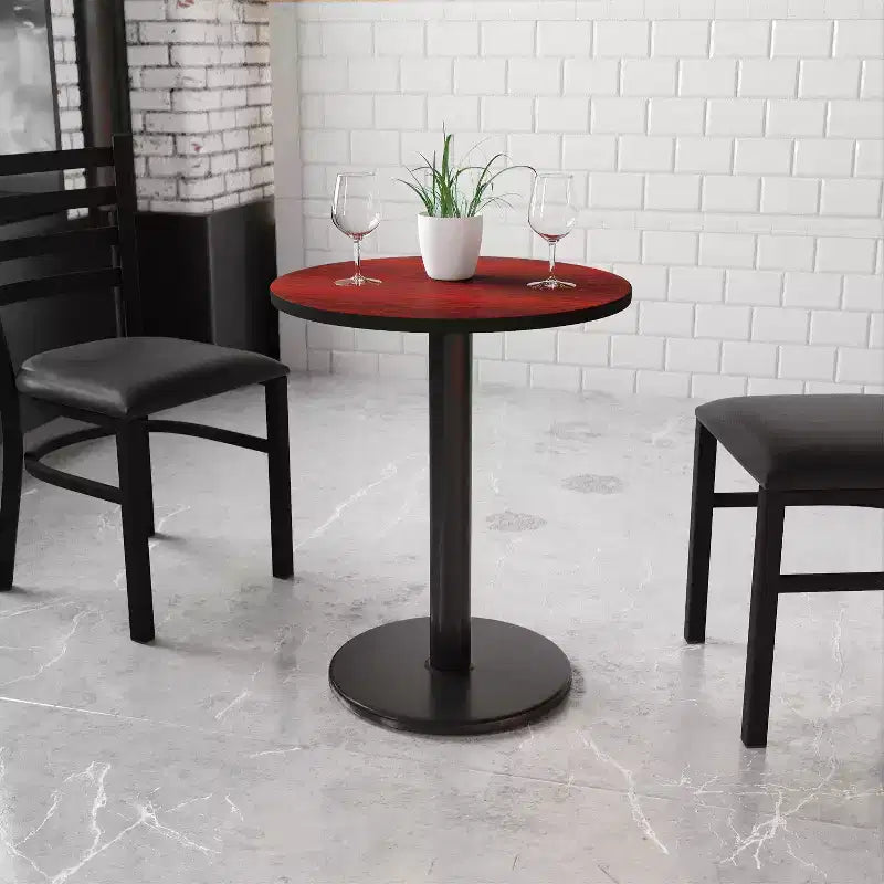 Plateau de table stratifié rond de 24 po avec pied rond de 18 po de hauteur