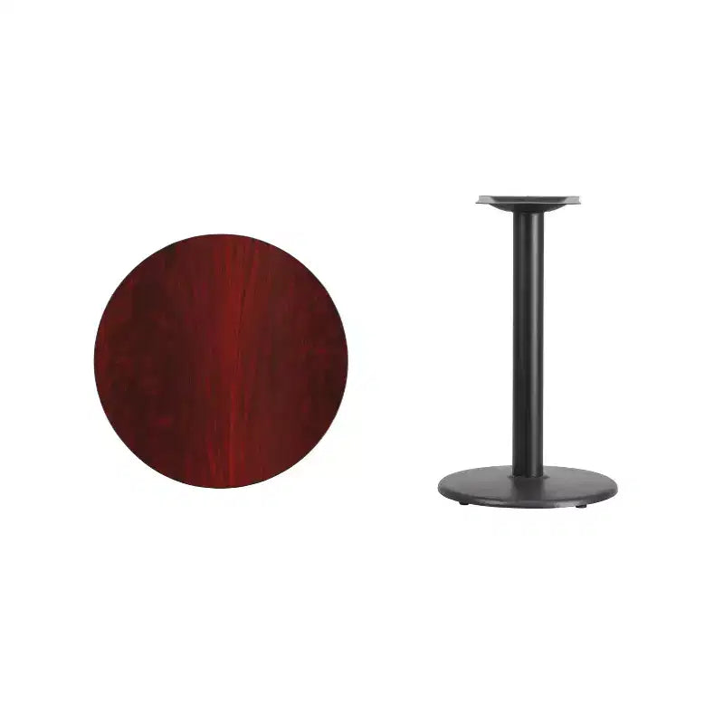 Plateau de table stratifié rond de 24 po avec pied rond de 18 po de hauteur