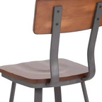 Chaise de restaurant Flint Series Noyer Rustique avec assise et dossier en bois et structure Gris Poudré